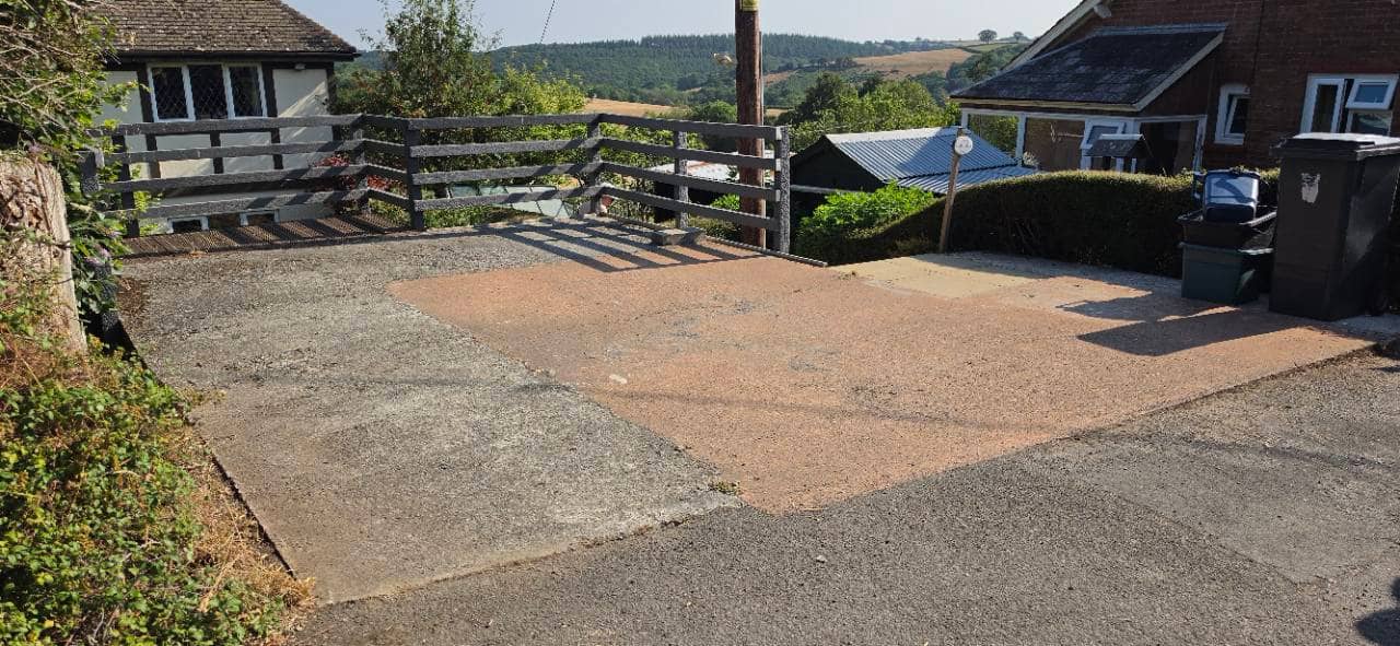 Before photo of an existing concrete driveway in Exeter prior to a Vuba Poseidon resin bound overlay