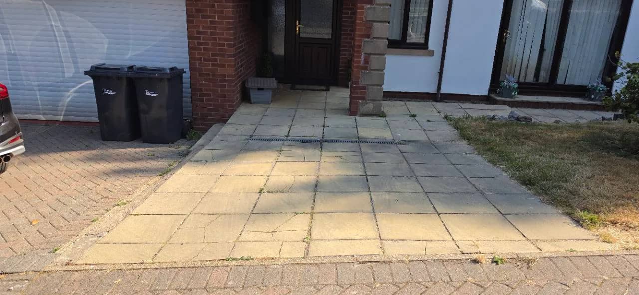 Before photo of an old slabbed driveway in Highbridge, Somerset before Canyon Stone resin bound surfacing