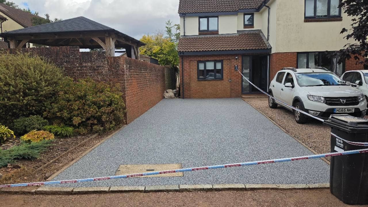After photo of a completed New Palazzo resin bound driveway in Tiverton installed by Quantock Paving