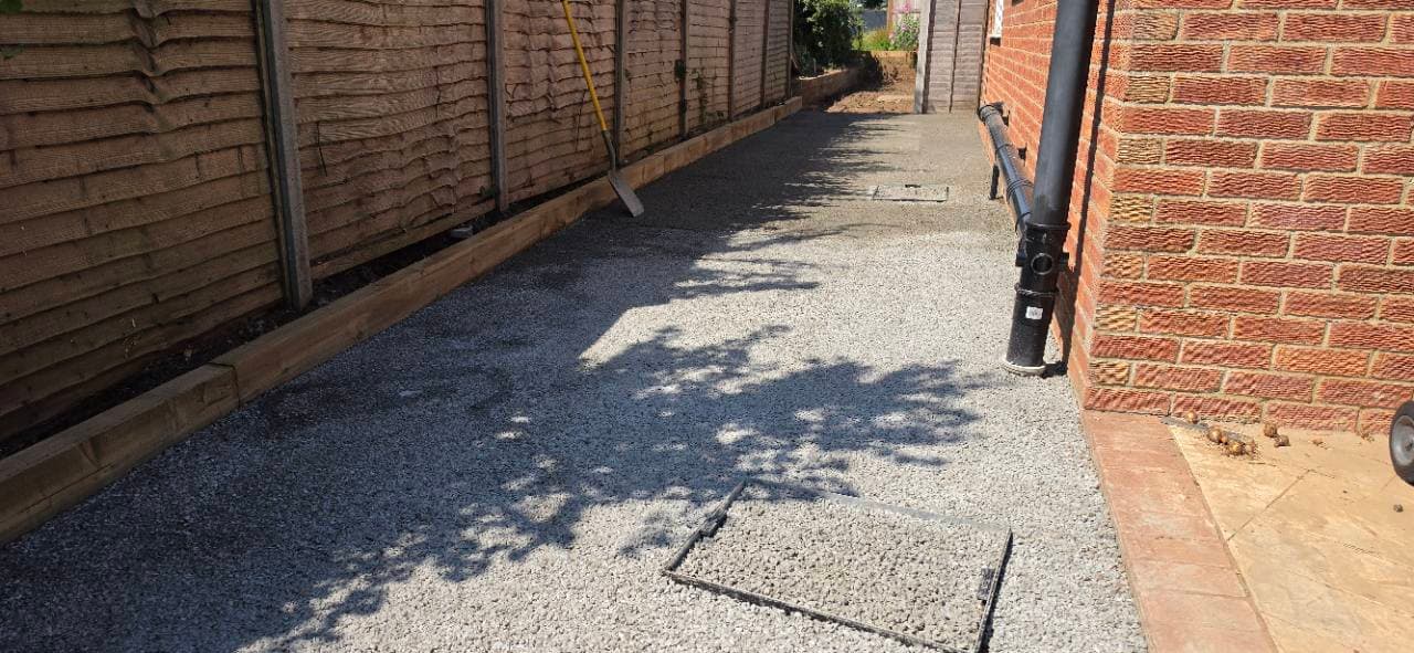 Bridgwater Canyon Stone resin patio extension ready for resin installation