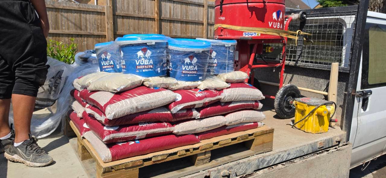Resin bound materials delivered for the Bridgwater Canyon Stone patio installation