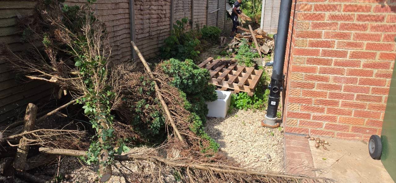 Garden clearance progress for the Bridgwater resin patio project