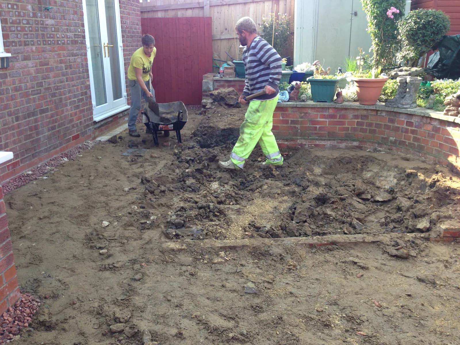 Patio area excavated and cleared ready for block paving in Burnham-on-Sea