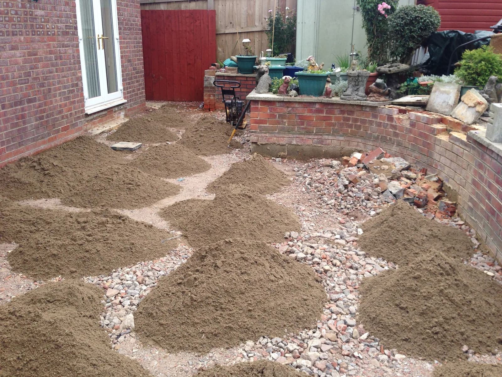 Sand and drainage preparation detail for Burnham-on-Sea block paving patio