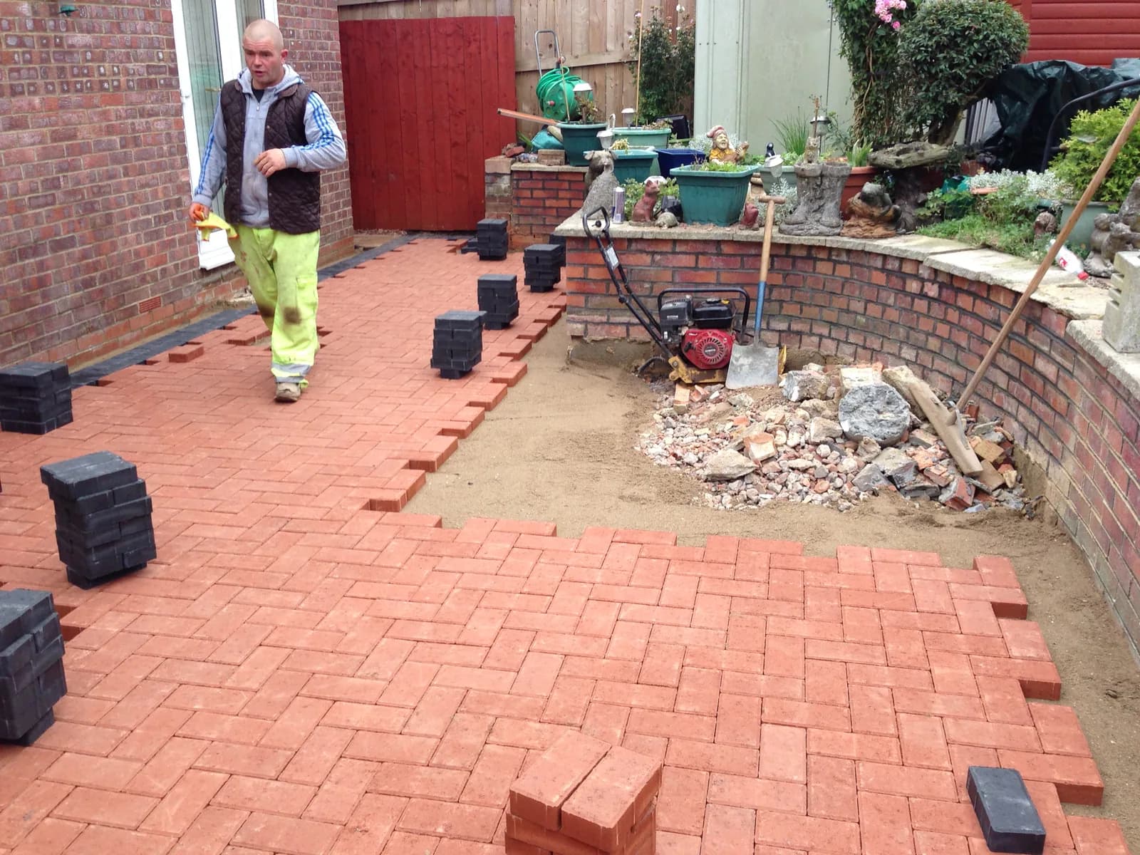 Block paving laid along the patio edge and path in Burnham-on-Sea