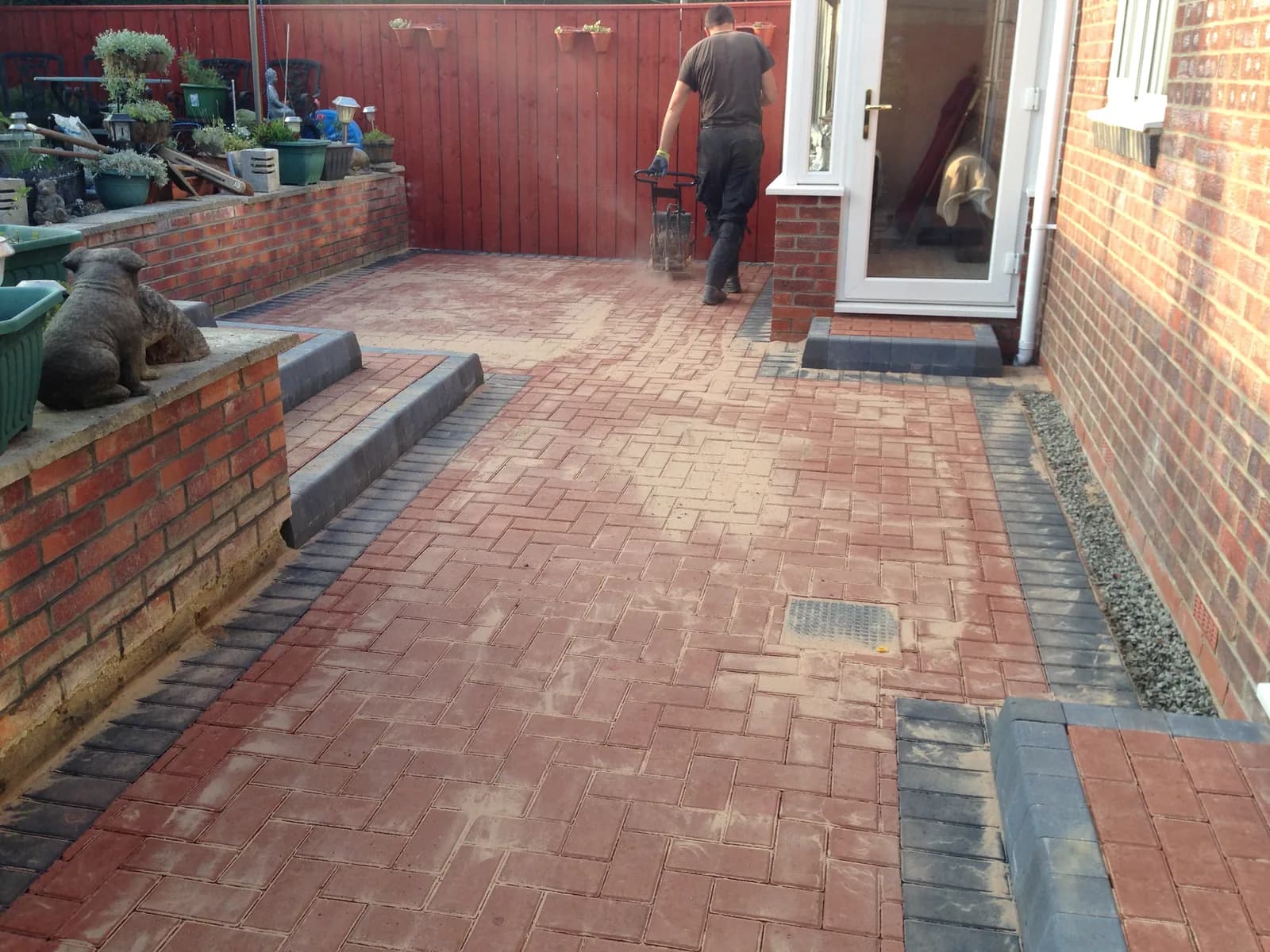 Finished side path and patio block paving in Burnham-on-Sea