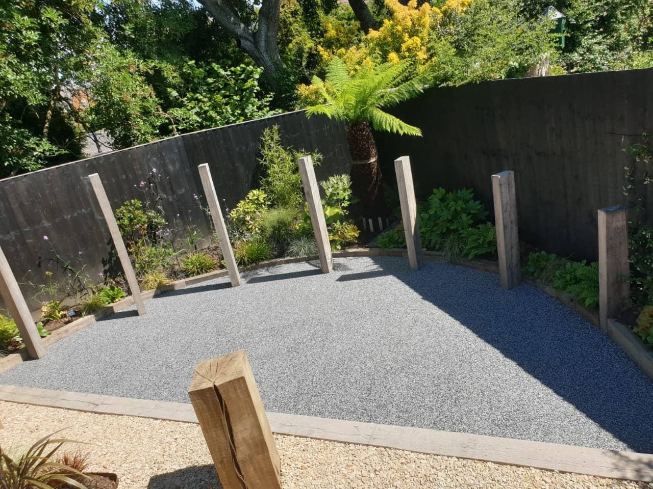 Wide view of the completed New Palazzo resin bound patio in Burnham-on-Sea