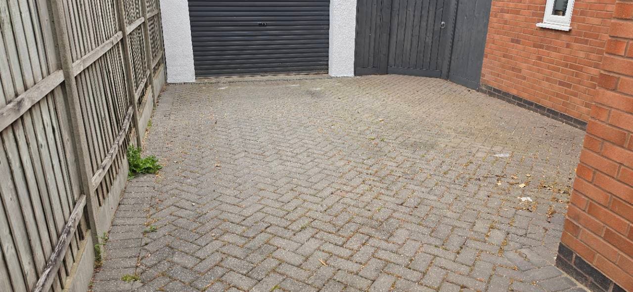 Garage approach block paving before the new Palazzo resin bound driveway was prepared