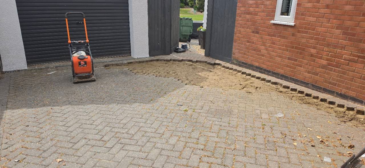 Day one block paving removal under way for the Exminster Palazzo resin driveway