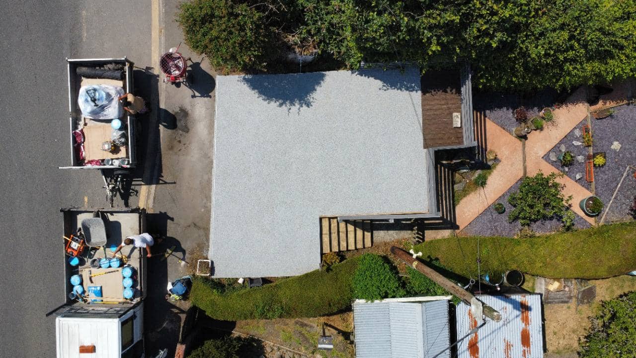 Completed Vuba Poseidon resin bound overlay driveway in Exeter viewed from above