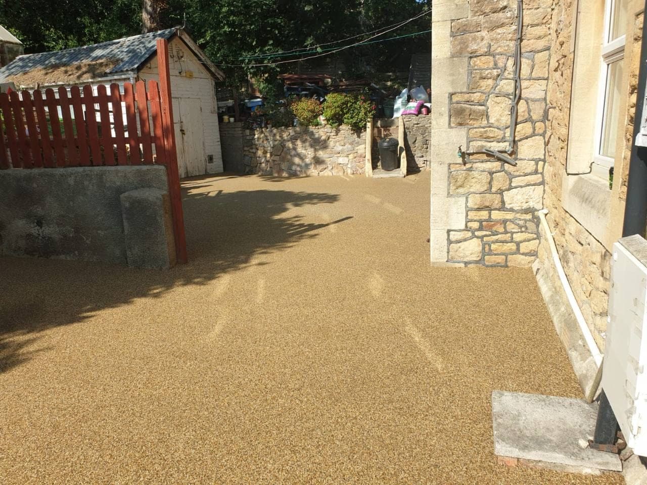 Canberra resin bound driveway progress at the end of day one in Weston-super-Mare