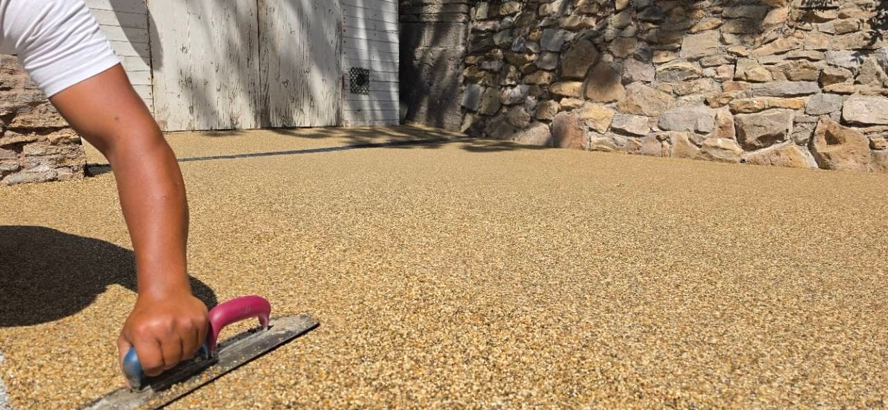 Canberra resin bound surfacing hand trowelled in Weston-super-Mare