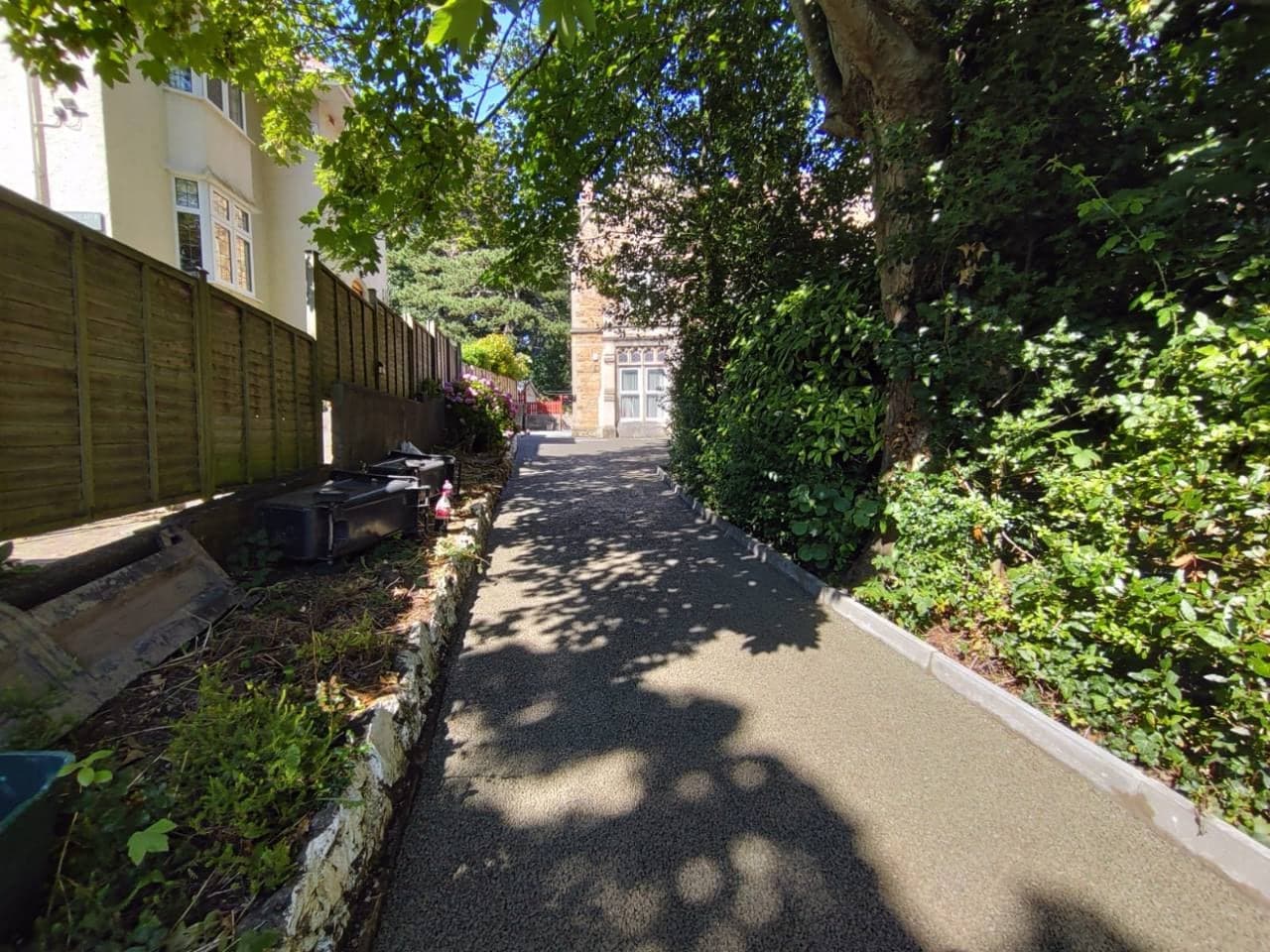 Long driveway section with new permeable concrete base in Weston-super-Mare