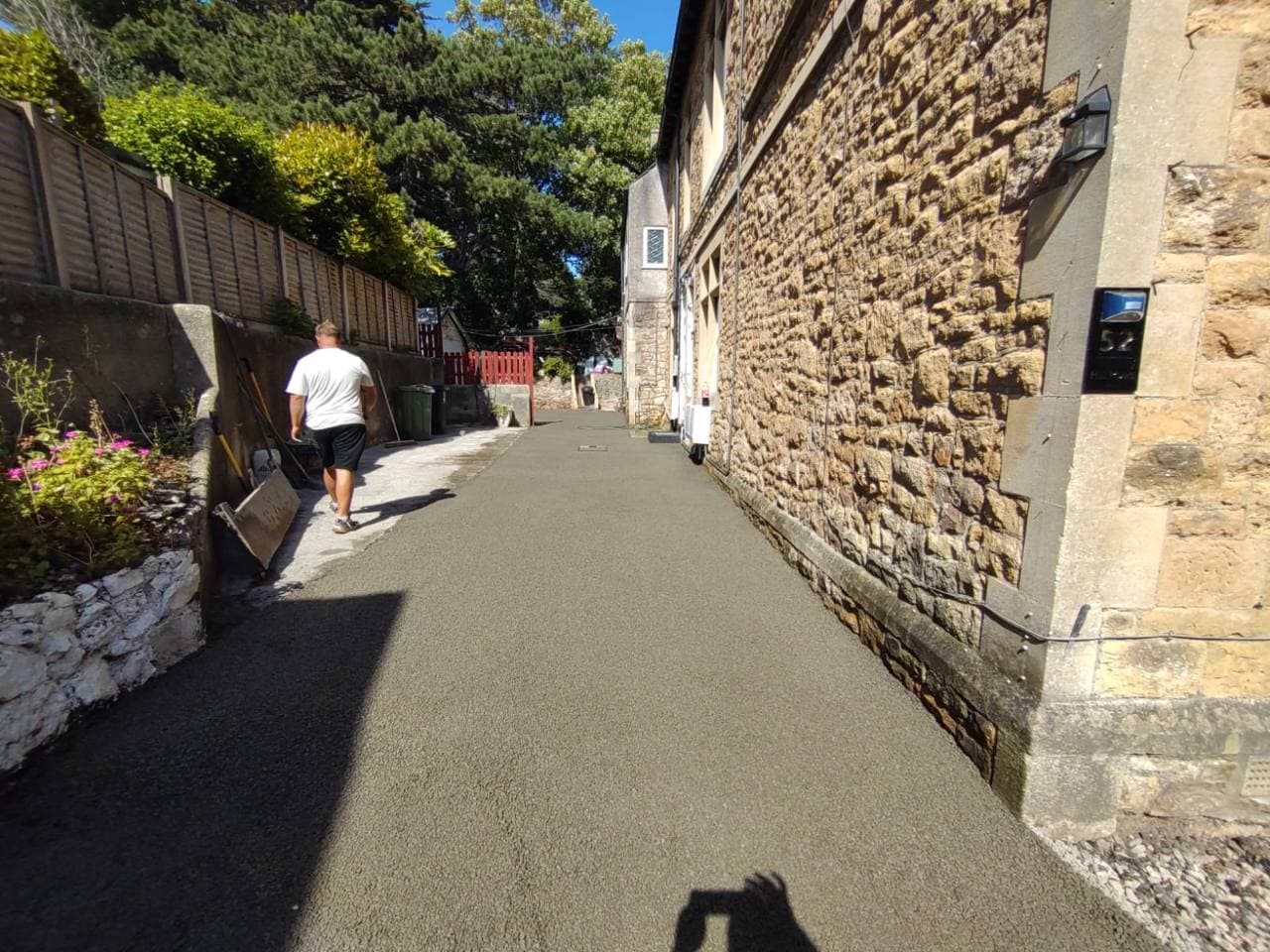 Permeable concrete base continuing through the side access on the Weston-super-Mare resin driveway project