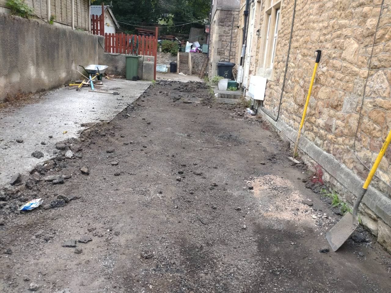 Driveway run levelled after old tarmac was removed in Weston-super-Mare