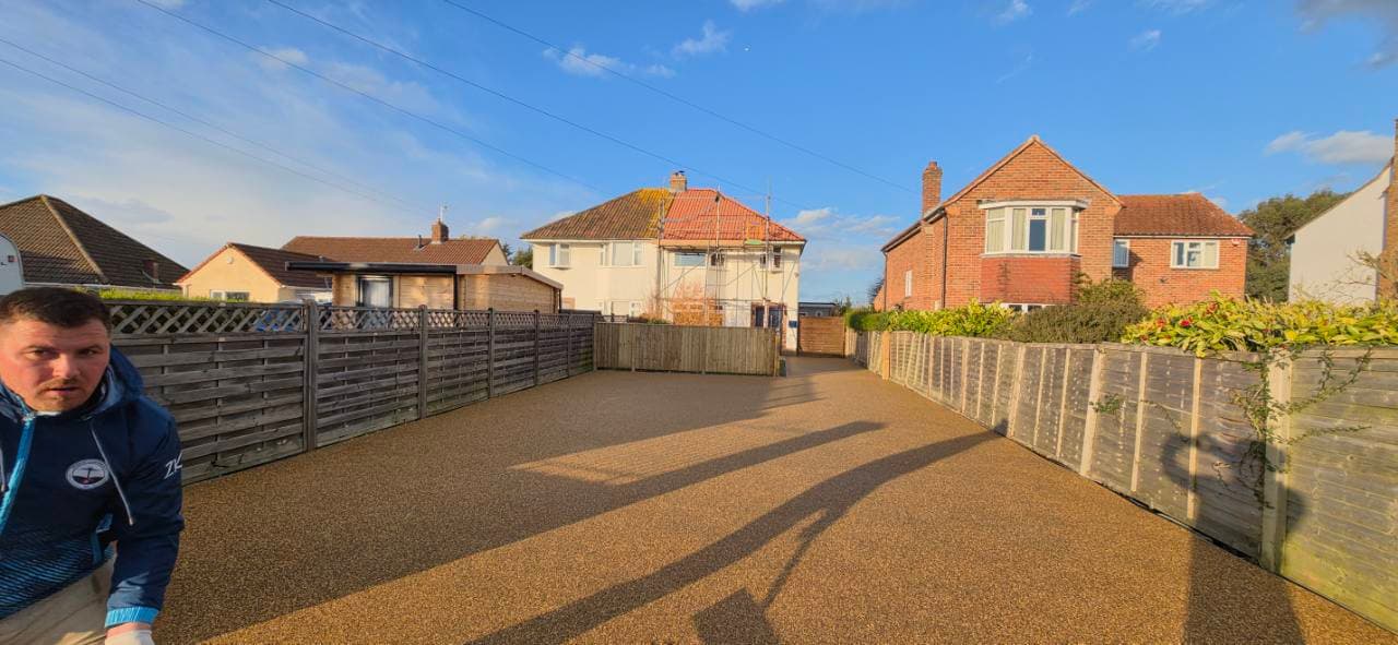 Wide view of finished Penrith resin bound surfacing in Burnham-on-Sea